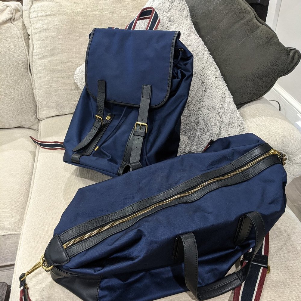 J.Crew Oar Stripe Nylon Weekender Bag & Backpack